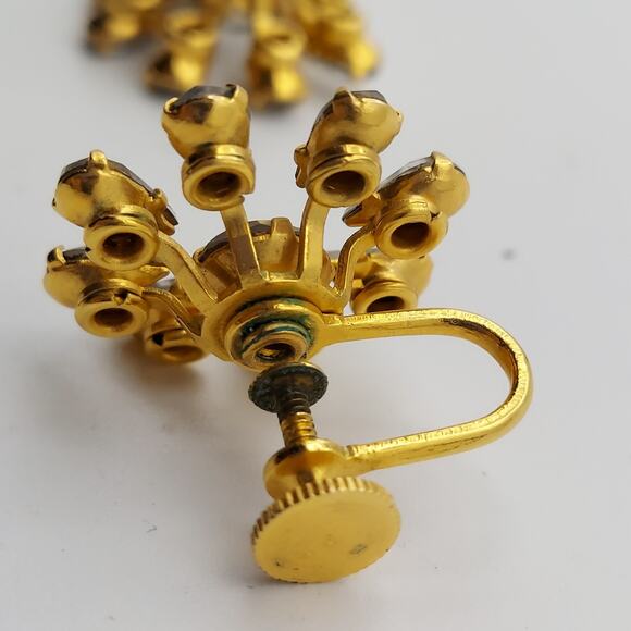 Vintage Bugbee Niles Atomic Star Screw Back Earrings BN Gold Tone Flower MCM - Picture 5 of 13